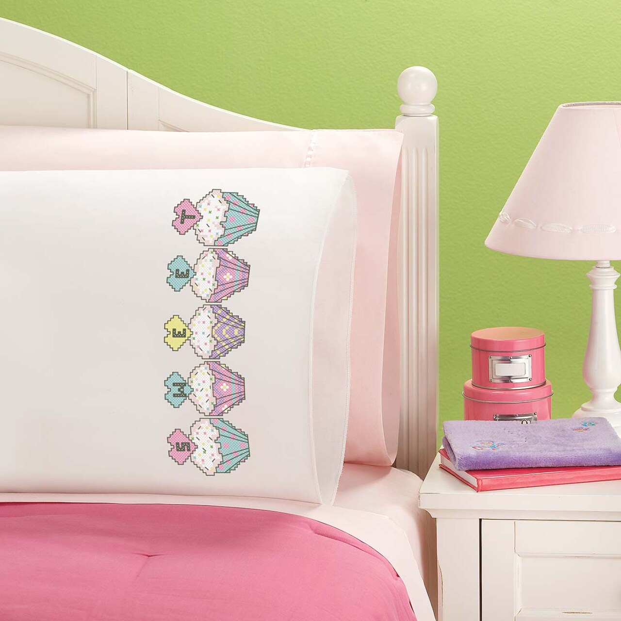 Herrschners So Sweet Kid's Pillowcase Stamped Cross-Stitch Kit